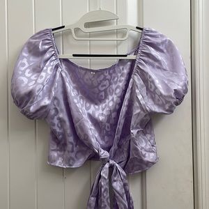 Zaful Purple Cheetah Tie Top